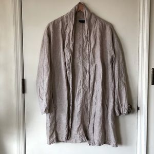 Tahari 100% Linen Large Beige Open Front Jacket